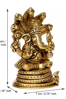 eCraftIndia Ganesha with Serpent Brass Handcrafted Statue