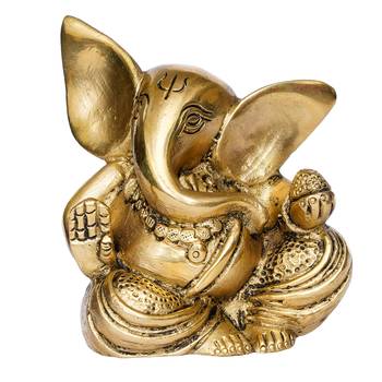 brass ganesha idol with modak 3