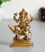 eCraftIndia Lord Ganesha sitting on Mushak Brass Handcrafted Idol