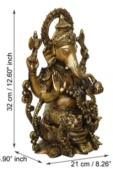 eCraftIndia Blessing Lord Ganesha Antique Finish Handcrafted Brass Idol