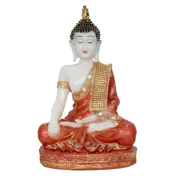 E Craft India White Red Meditating Decorative Showpiece 3