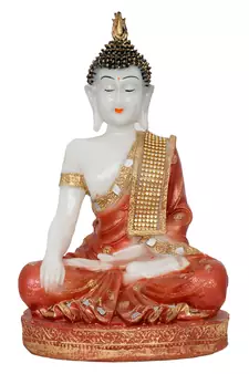 E Craft India White Red Meditating Decorative Showpiece