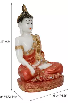 E Craft India White Red Meditating Decorative Showpiece