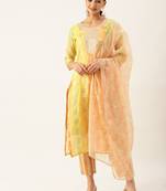 Light-orange embroidered chanderi silk salwar
