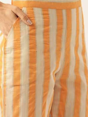 Light-orange embroidered chanderi silk salwar 3