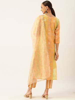 Light-orange embroidered chanderi silk salwar 4