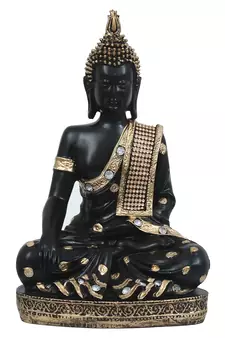 EcraftIndia Decorative Buddha Statue     Handcrafted, Black, 12  5 cm