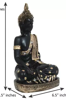 EcraftIndia Decorative Buddha Statue     Handcrafted, Black, 12  5 cm