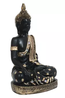 EcraftIndia Decorative Buddha Statue     Handcrafted, Black, 12  5 cm