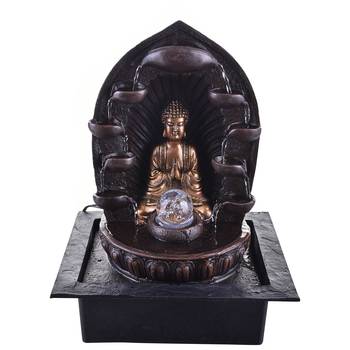 eCraftIndia Black Textured Lord Buddha With Crystal Ball Water Fountain 1