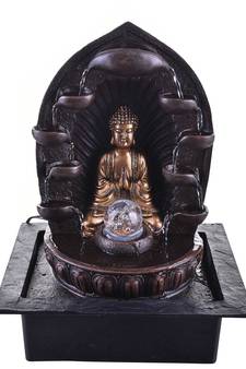 eCraftIndia Black Textured Lord Buddha With Crystal Ball Water Fountain