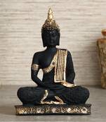 eCraftIndia Golden & Black Meditating Buddha Handcrafted Polyresin Figurine