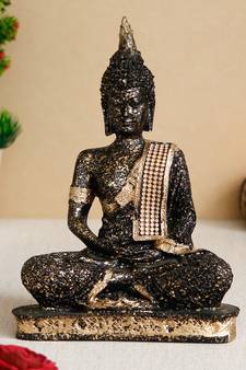 e craft india golden & black buddha sculpture