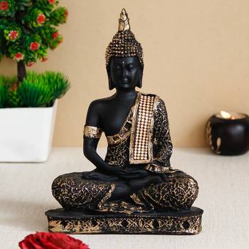 e craft india black & golden buddha decorative showpiece 1