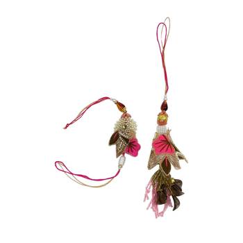 (Combo of 2) Designer Rakhi Lumba Set With Latkan Floral/Pearl Design Rakhi For Brother And Bhabhi 3