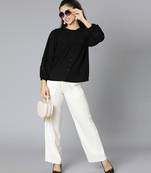 Strikey black laced up women top