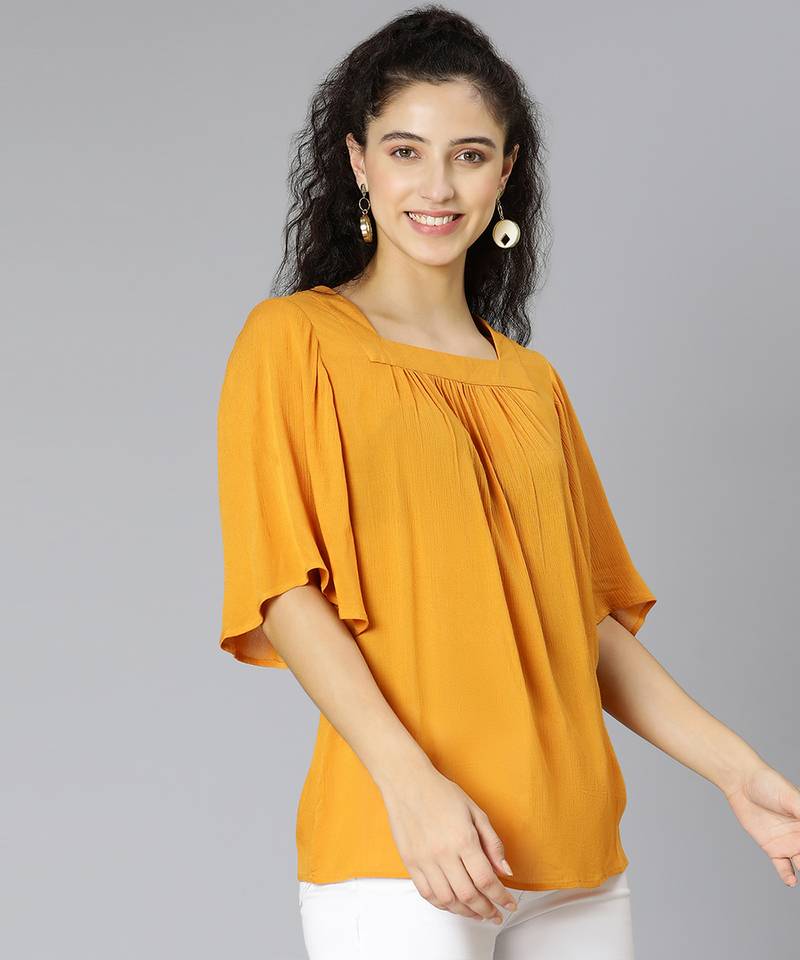 Mustard color women casual top