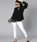 Mega black ruffled women partywear top