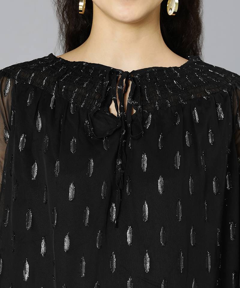 Whimpzy black smocking women partywear top