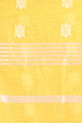This is   Yellow Blended Silk soft saree with geometric motiff from Charukriti 4
