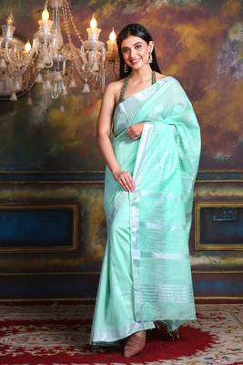 This is   Rust Blended Silk soft saree with textured design from Charukriti 1