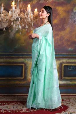 This is   Rust Blended Silk soft saree with textured design from Charukriti 2