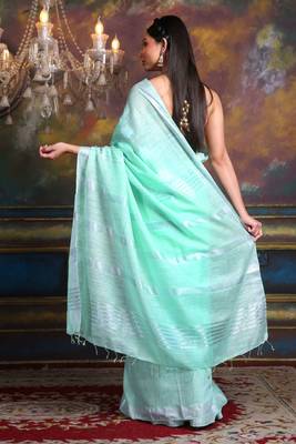 This is   Rust Blended Silk soft saree with textured design from Charukriti 3