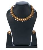 High Gold Polish Brass Choker Set with Pearls