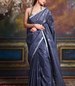 This is   Sea Green Blended Silk soft saree with woven design from Charukriti