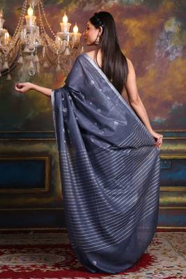 This is   Sea Green Blended Silk soft saree with woven design from Charukriti 3