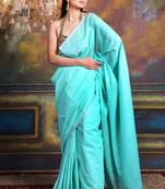 This is   Lime Green Blended Silk soft saree with woven design from Charukriti