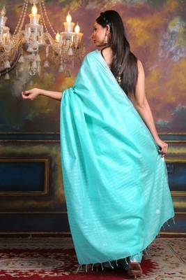 This is   Lime Green Blended Silk soft saree with woven design from Charukriti 3