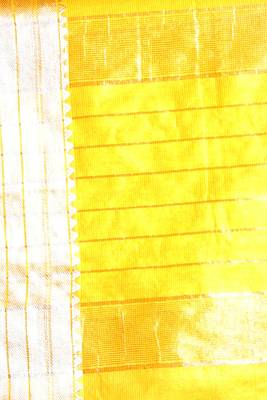 This is   Yellow Blended Silk saree with temple border from Charukriti 4