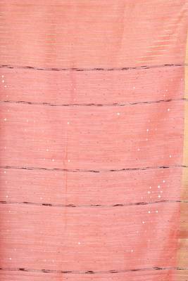 This is   Blush Red Blended Silk soft saree with strips from Charukriti 4