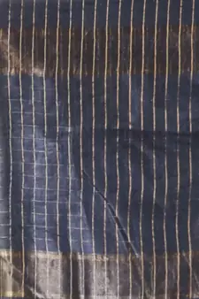 This is   Black Blended Silk saree with temple border from Charukriti
