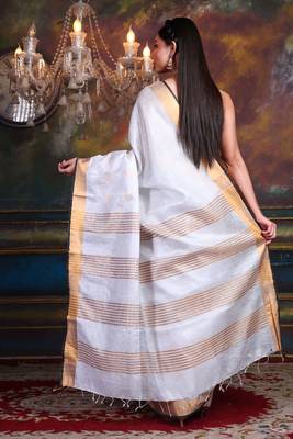 This is   White Tissue soft saree with polka dots from Charukriti 3