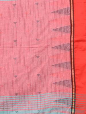 This is   Green Cotton Handspun soft saree with temple border from Charukriti 2