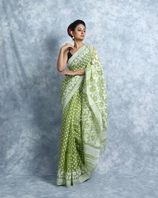 Light Green Hand Woven Jamdani  1