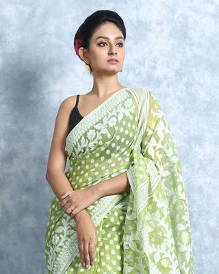Light Green Hand Woven Jamdani  2