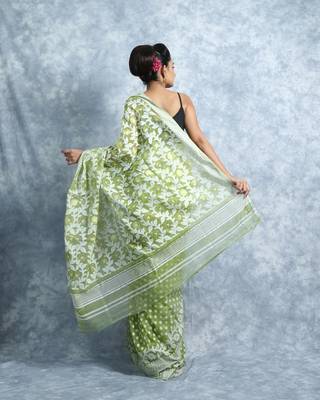 Light Green Hand Woven Jamdani  4