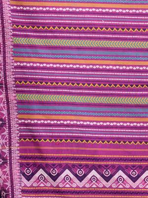 This is   Purple Cotton soft handwoven saree with geomatric design in pallu from Charukriti 2