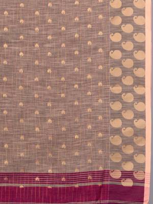 This is   Magenta Cotton soft hadwoven saree with textured design from Charukriti 2