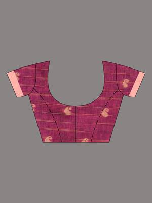 This is   Magenta Cotton soft hadwoven saree with textured design from Charukriti 3