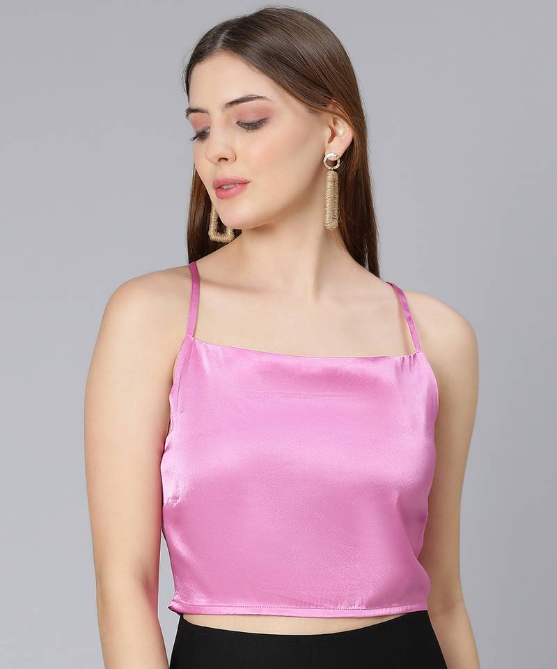 Pestal purple shoulder strap women party wear top