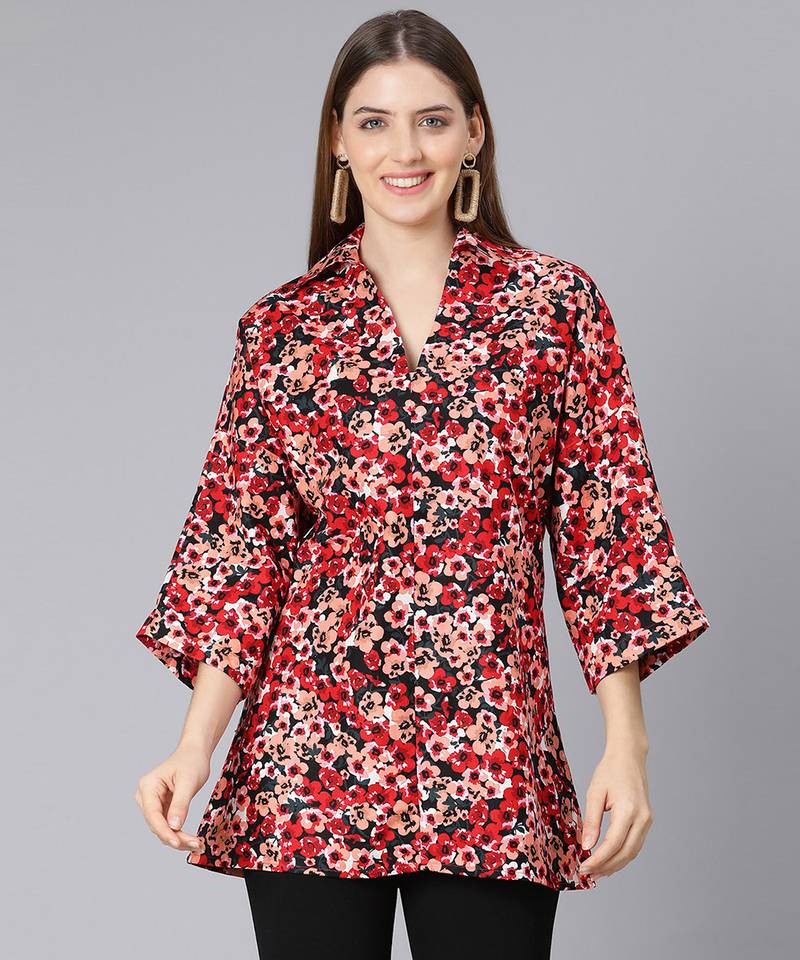 Floral mania red color women tunic