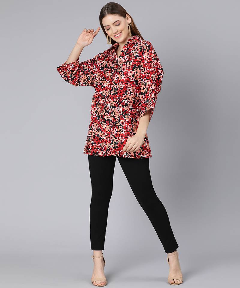 Floral mania red color women tunic