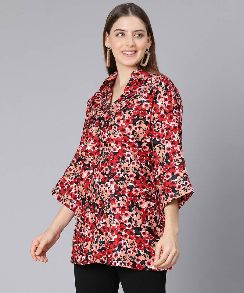 Floral mania red color women tunic