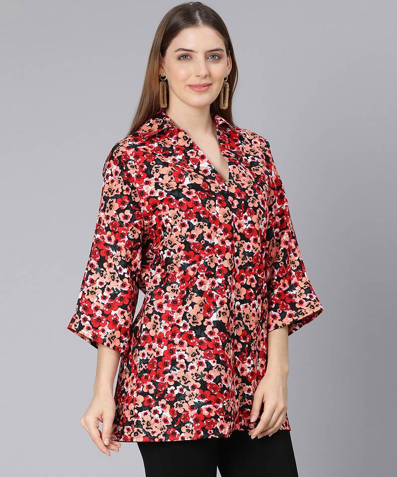 Floral mania red color women tunic