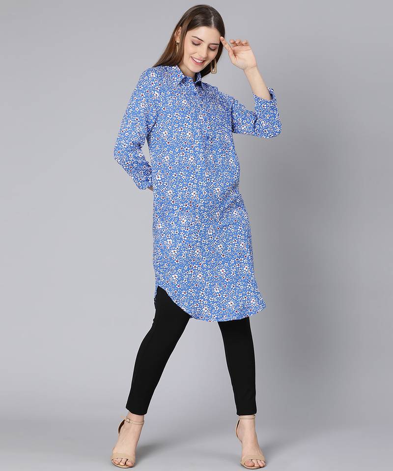 Mustard floral print long women tuinc