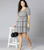 Black & checks casual women dress